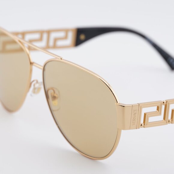 Versace VE2289 1002D8 Sunglasses Gold Aviator Frame, Light Yellow Mirror Lenses - Picture 7 of 9